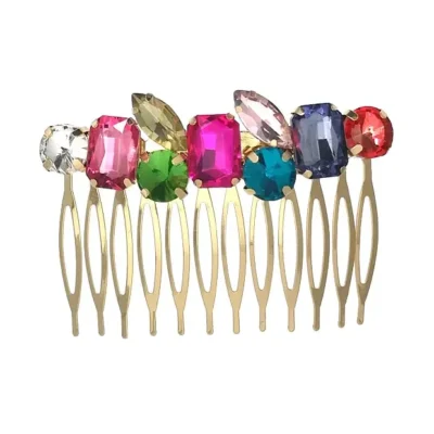 Dekoratyvinės šukutės su spalvotais kristalais varis